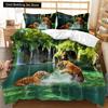 3D Tiger Duvet Cover Soft Comforter Cover Animal Bedding Set Tiger Pattern Quilt Cover for Bedroom Decor 2/3Pcs King Queen Size