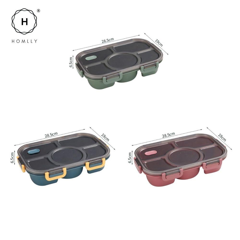 HOMLLY 5 Compartments Leakproof Salad Bento Lunch Box Container