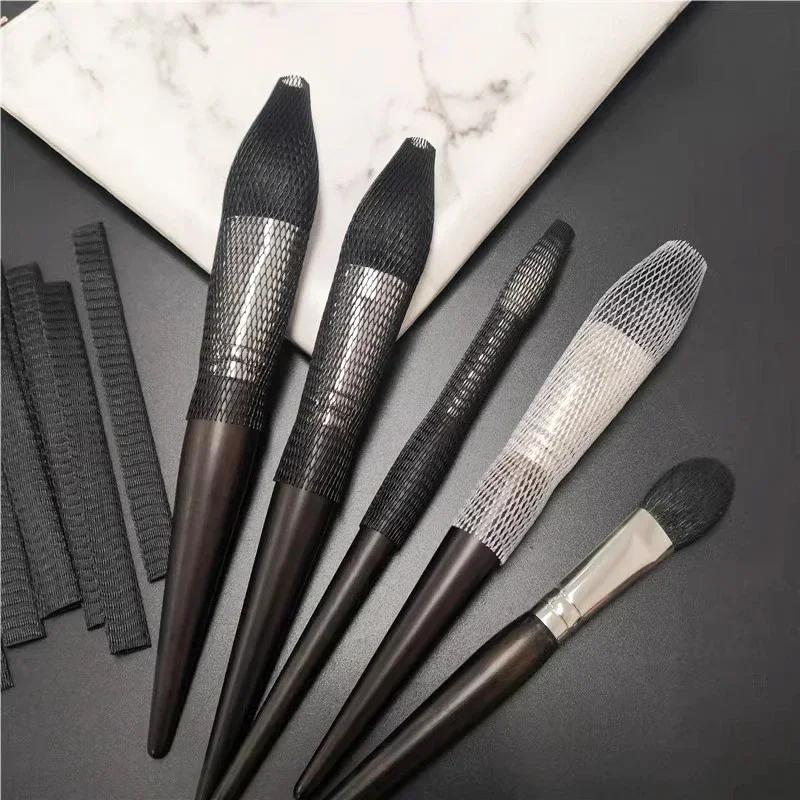 Black Makeup Brush Grid Sleeve Brush Bristles Soft Mesh Protective Sleeve Eye Shadow Brush Head Anti Deformation Storage Network