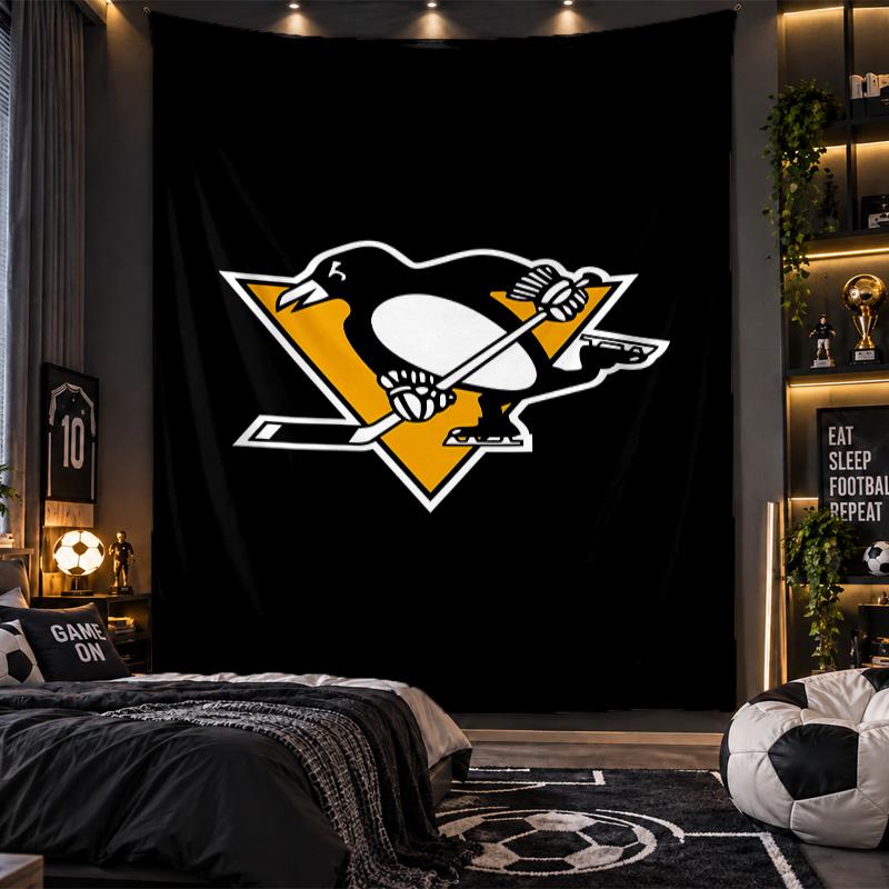 Arazzo da Appendere a Parete Stampa Pittsburgh Penguins Tessuto per Soggiorno Camera da Letto Decorazione per la Casa