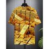 Men's Gold Bar 3D Printed T-Shirt Casual Short Sleeve Crewneck Top Creative Money Brick Graphic Tee Trendy Hip Hop Streetwear Summer Fashion Clothes