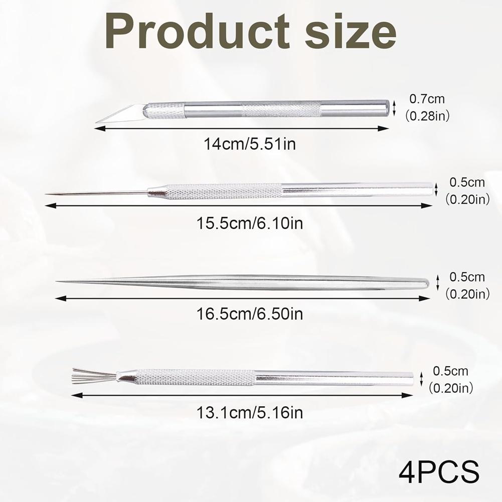 4PCS Polymer Clay Tools,13.5-39mm Detail Modelling Clay Carving Tool,Texture Brush for Carving Sculpting Modeling Crafts