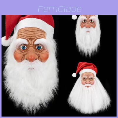 Jul Latex Jultomtemössa Med Vit Skäggmask Rollspel Roliga Rekvisita