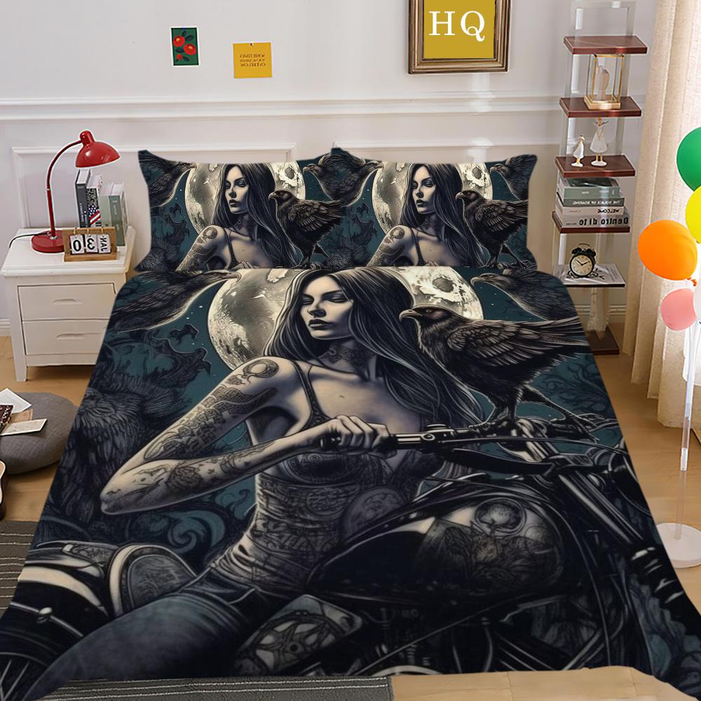 Fajny Pokrowiec na Kołdrę Styl Czaszki Narzuty Domowe Rozmiar King Queen Modny Zestaw Poszewek na Kołdrę Kobieta Mężczyzna Zestawy Pościeli
