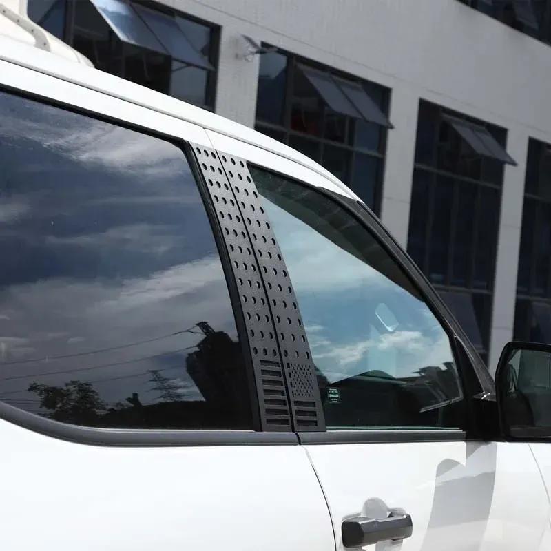 For Toyota Tundra -2024 Pickup Car Windows B-pillar Center Column Cover Trim Sticker Aluminum Alloy Black Accessories 4Pcs