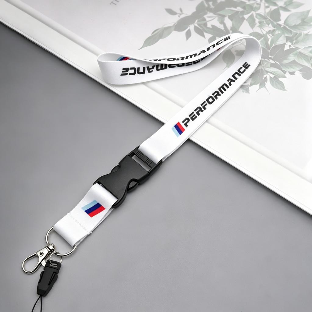 Performance Logo Lanyard Nylon Printing Emblem Key Strap Holder&Staff ID Cards For BMW M Performance E90 E60 E46 Accessories