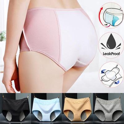 Ropa interior menstrual con cinturón de encaje de cintura media para mujer, bragas menstruales, ropa interior antifugas laterales agrandadas