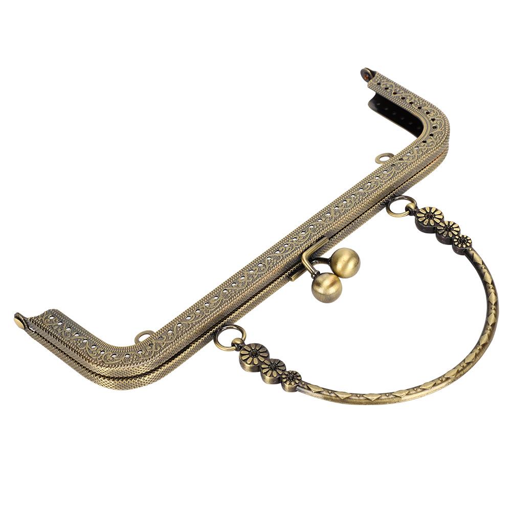 

Металлическая рамка для кошелька с застежкой-поцелуем, бронзовый тон, ретро, квадратная, рельефная, переносная ручка 20,5 см