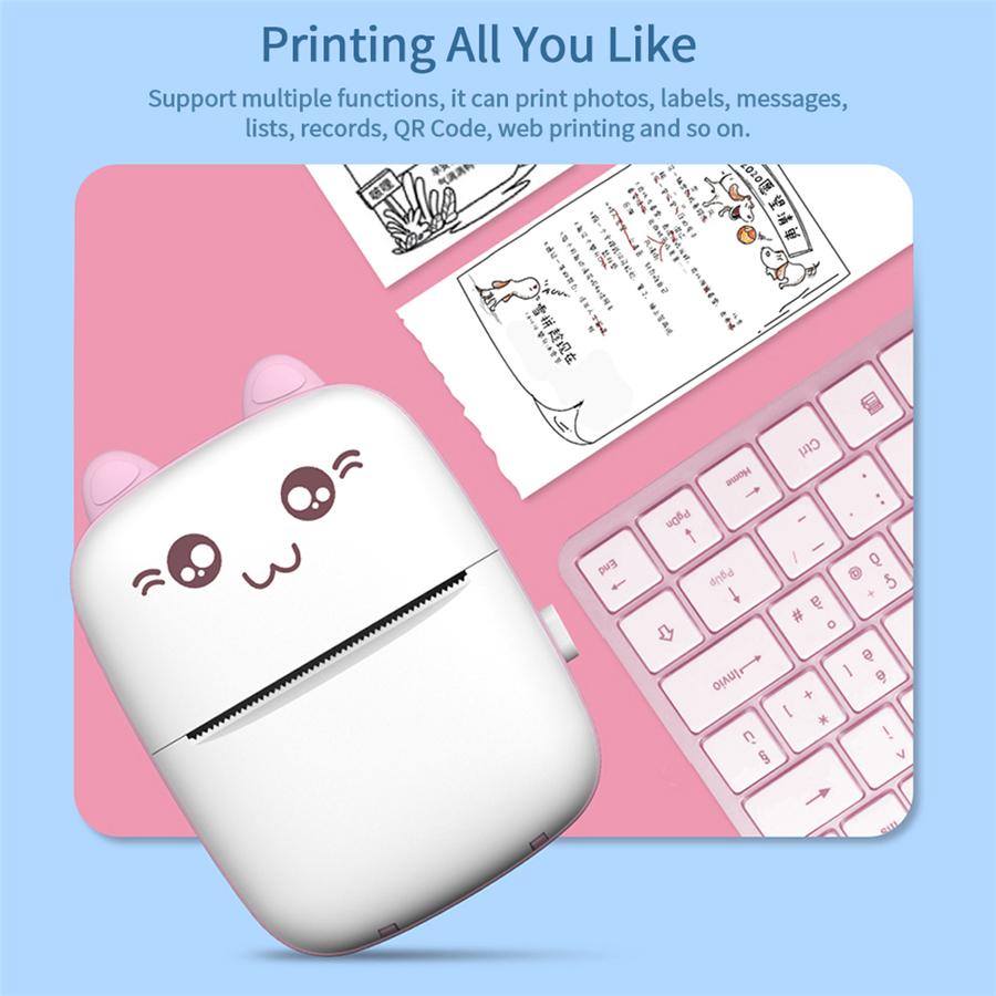 Portable Mini Thermal Printer Photo Pocket Photo Printer Phone Wireless Printing With  1Roll Paper