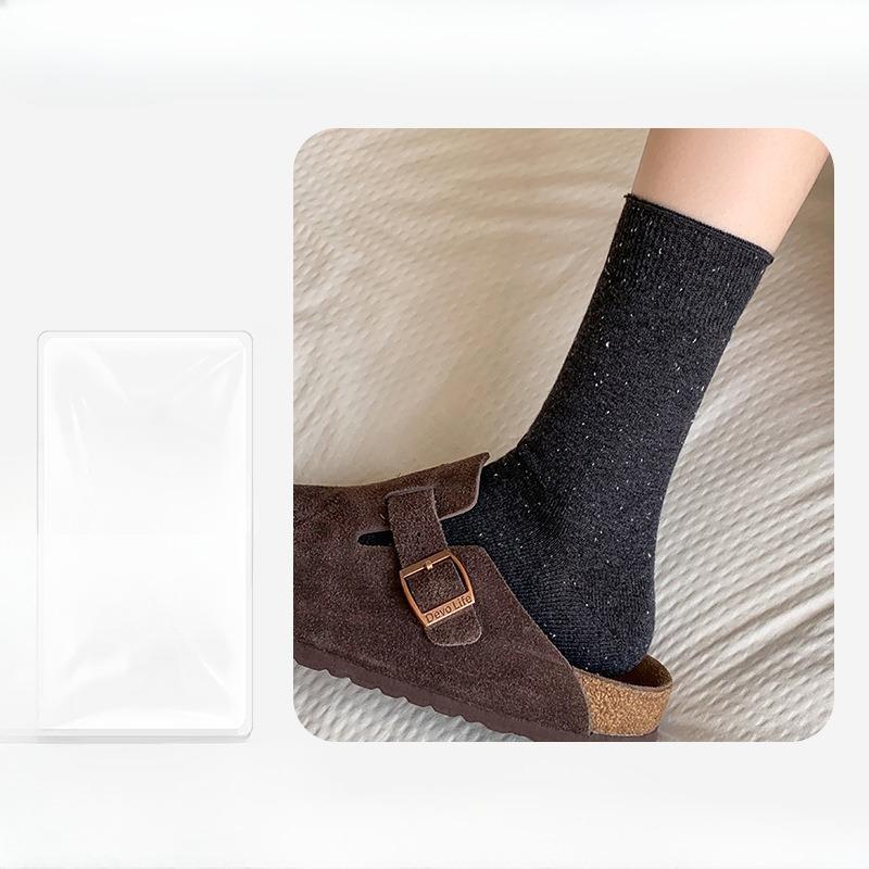 Ladies Autumn Winter Thickened Warm Spot Solid Color Assorted Vertical Pit Strip Medium Tube Pile Socks