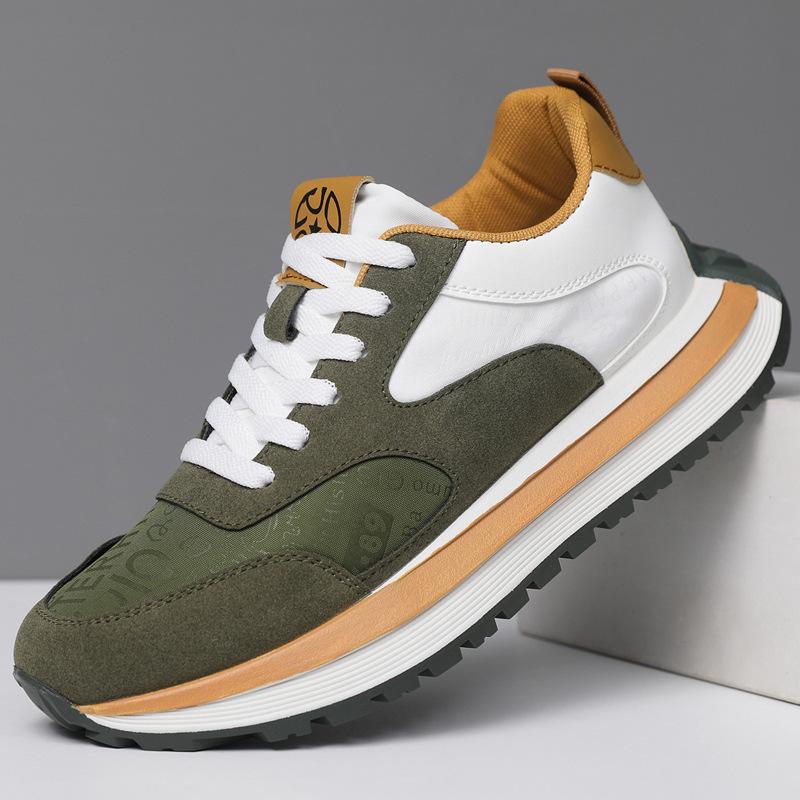 

Модная мужская обувь 2025 Осень Зима Новая мода Уличные Нескользящие Кроссовки Удобная Обувь на Шнуровке для Повседневной Носки с Увеличением Роста 39 зелёный