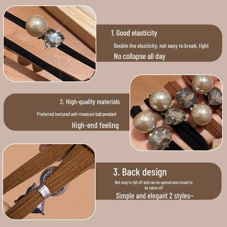 High-Elastic Pearl Hair Ring, New Small-Fragrance Style, Durable Ponytail Rope