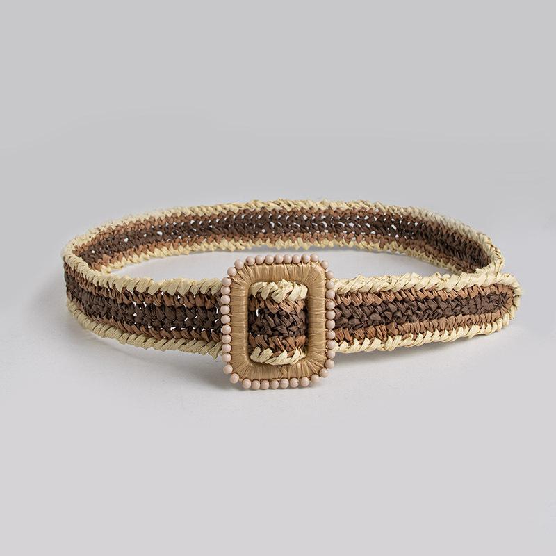 

Бохо ремень Ремень из рафии Ремень из ПП травы Вязаный ремень смешанных цветов Весенне-летний отпускной стиль Женский ремень