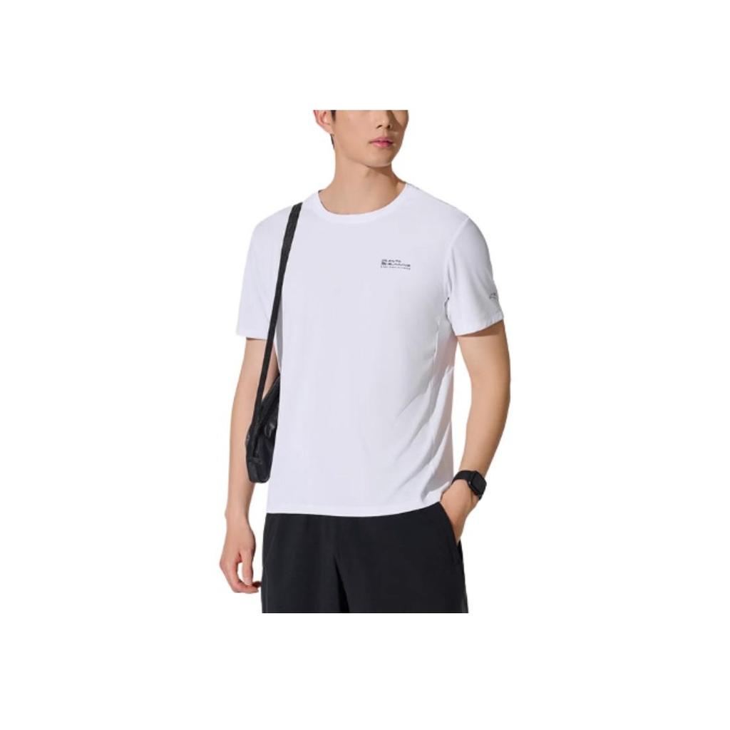 Anta Running Series Sports Casual Simple Solid Color Round Neck Pullover Short Sleeve T-Shirt Men Tops Pure-White 952525110-1