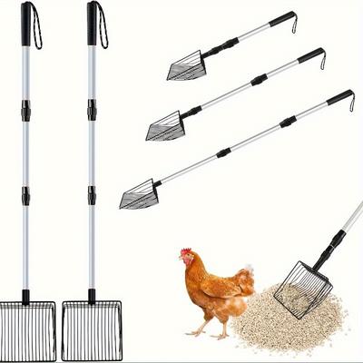 [3-in-1 Adjustable Chicken Litter Scoop] Durable Metal Shovel for Easy Sifting, Ideal for Pine Pellets & Coop Cleaning