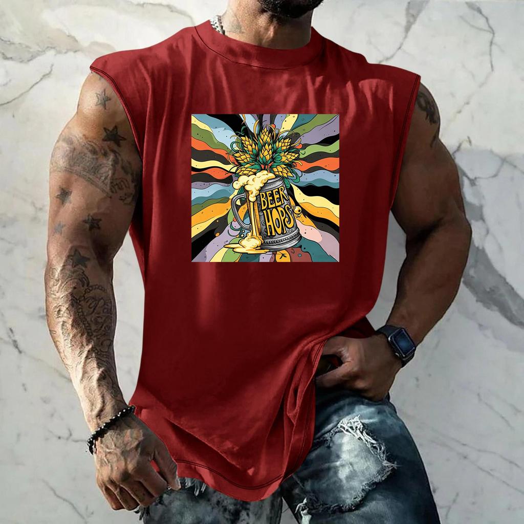 Men Sleeveless Tank Top Loose Fit Casual Streetwear Summer Beach Holiday Daily Wear Printed Graphic Muscle Shirt