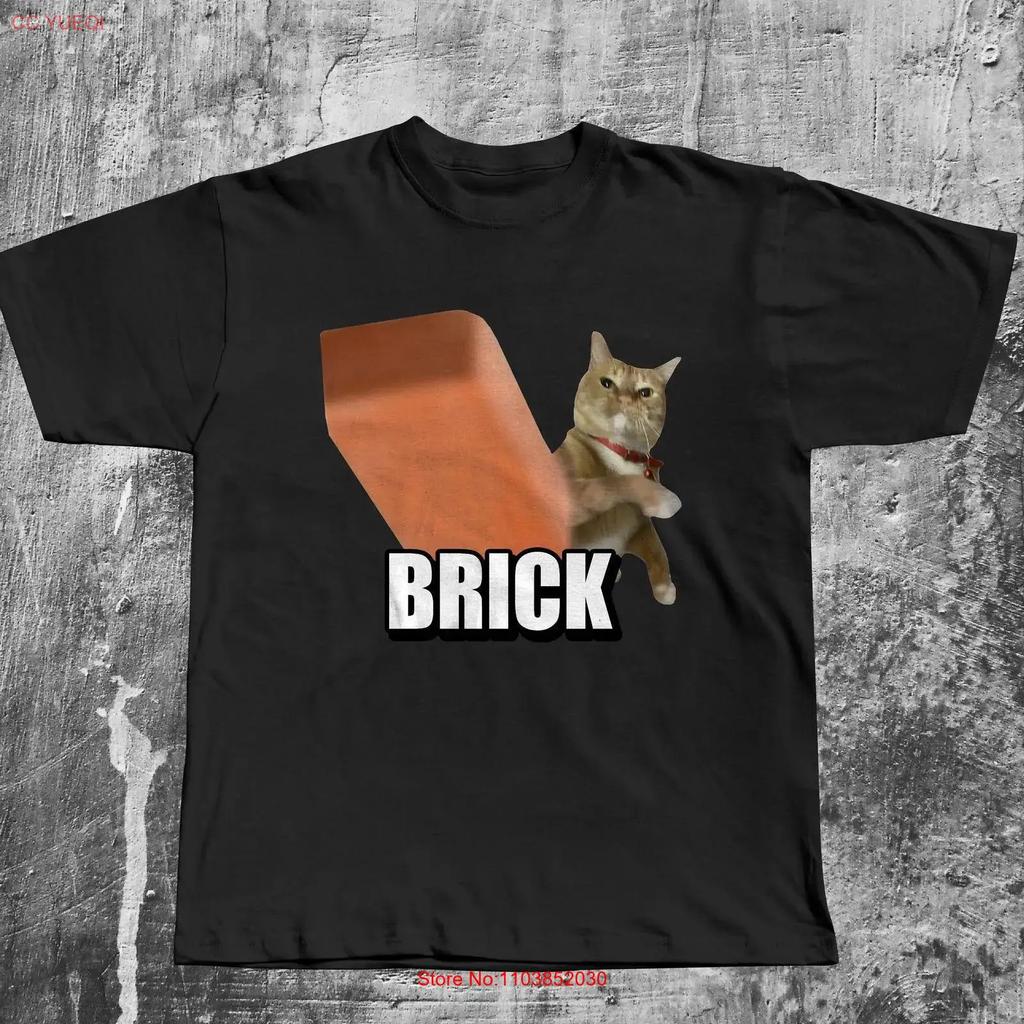 Funny Cat Throwing Brick T Shirt Meme Silly Cats Unhinged Clothes Brainrot Lover S Stupid Weird Vintage Unisex Casual
