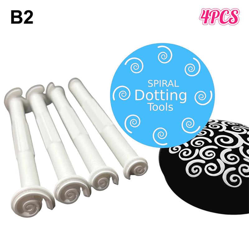 Lot de 4 outils DIY Motifs Fleurs Graffiti Papillons Lune Floraux Outils de Pointillage Stylo Peinture par Points Outils de Gaufrage Stylo Tampon Art