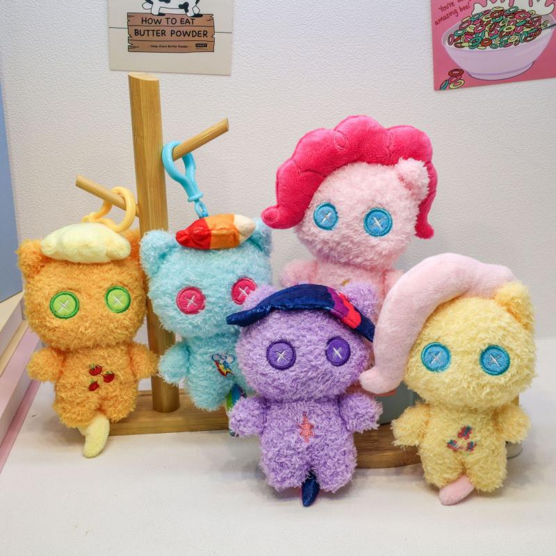 Kawaii Pony Plush Backpack Pendant Keychain Twilight Sparkle Fluttershy Pinkie Pie Cute Bag Decoration Toy Gift