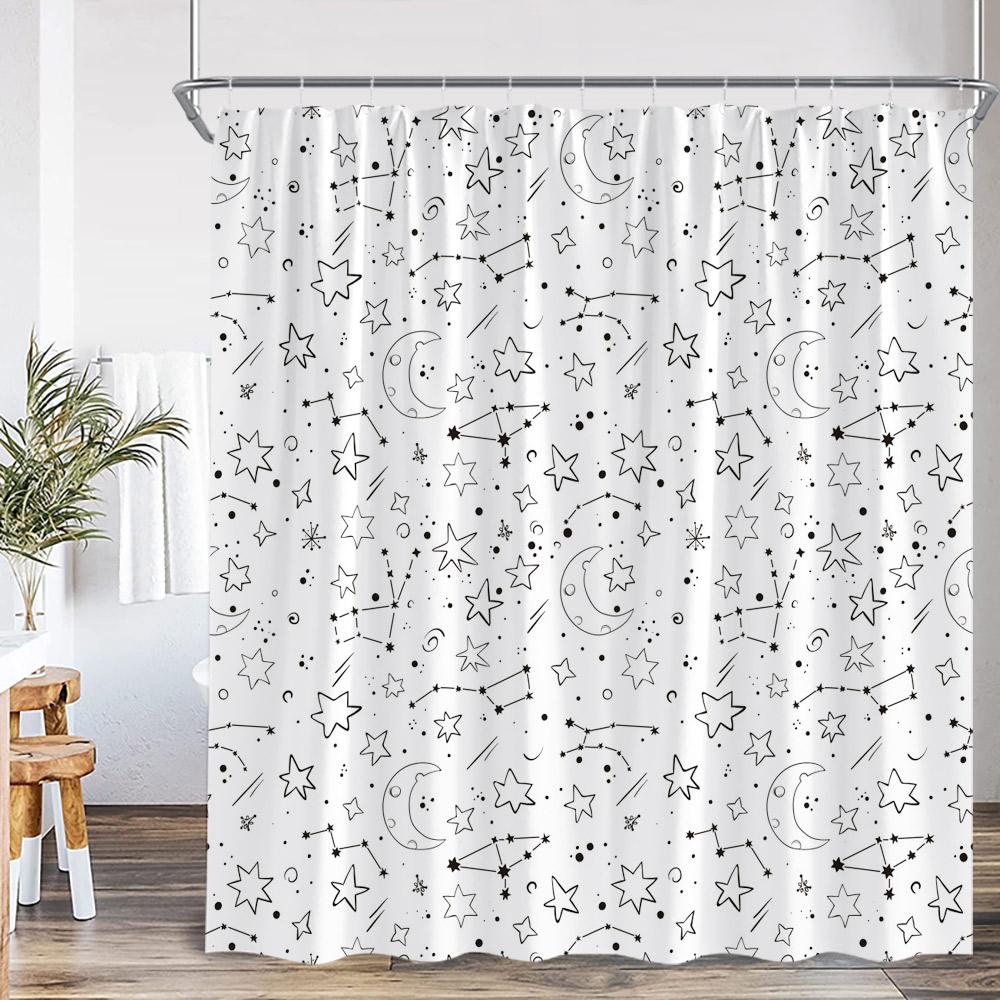 Geometric Stripes Shower Curtain Abstract Wavy Line Spots Art Aesthetic Bathroom Decorations Modern Bath Curtain with Hooks