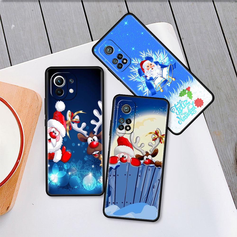 Soft Silicone Case For Xiaomi Mi 11 Lite 5G NE 11T Pro 12S Ultra 12 Note 10 10T 9T TPU Phone Cover Bumper Funda Merry Christmas