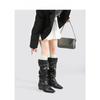 Spitz zulaufende Retro-Schuhe, Hosenstiefel, Neuer Stil für Herbst und Winter, Stiefel mit dickem Absatz und Metallschnalle