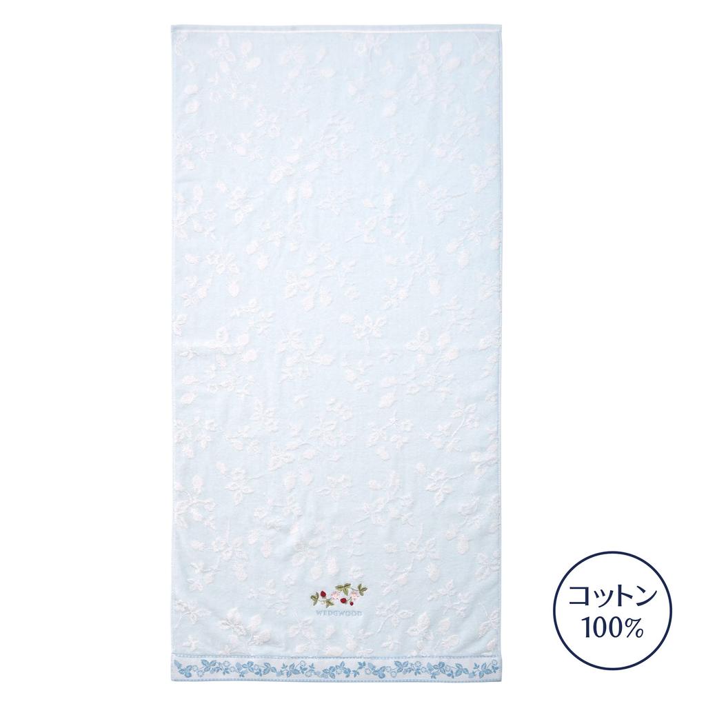 Nishikawa Bath Towel 60X120cm Washable Cotton Fluffy Smooth Soft Absorbent Moisturizing Yarn Shirring Wild Strawberry Wedgwood Blue TT13354606 100%