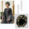 Polyester Printed Pull On Hat Gold Foil Printed Braided Headwear Fashion Women Cap  Women