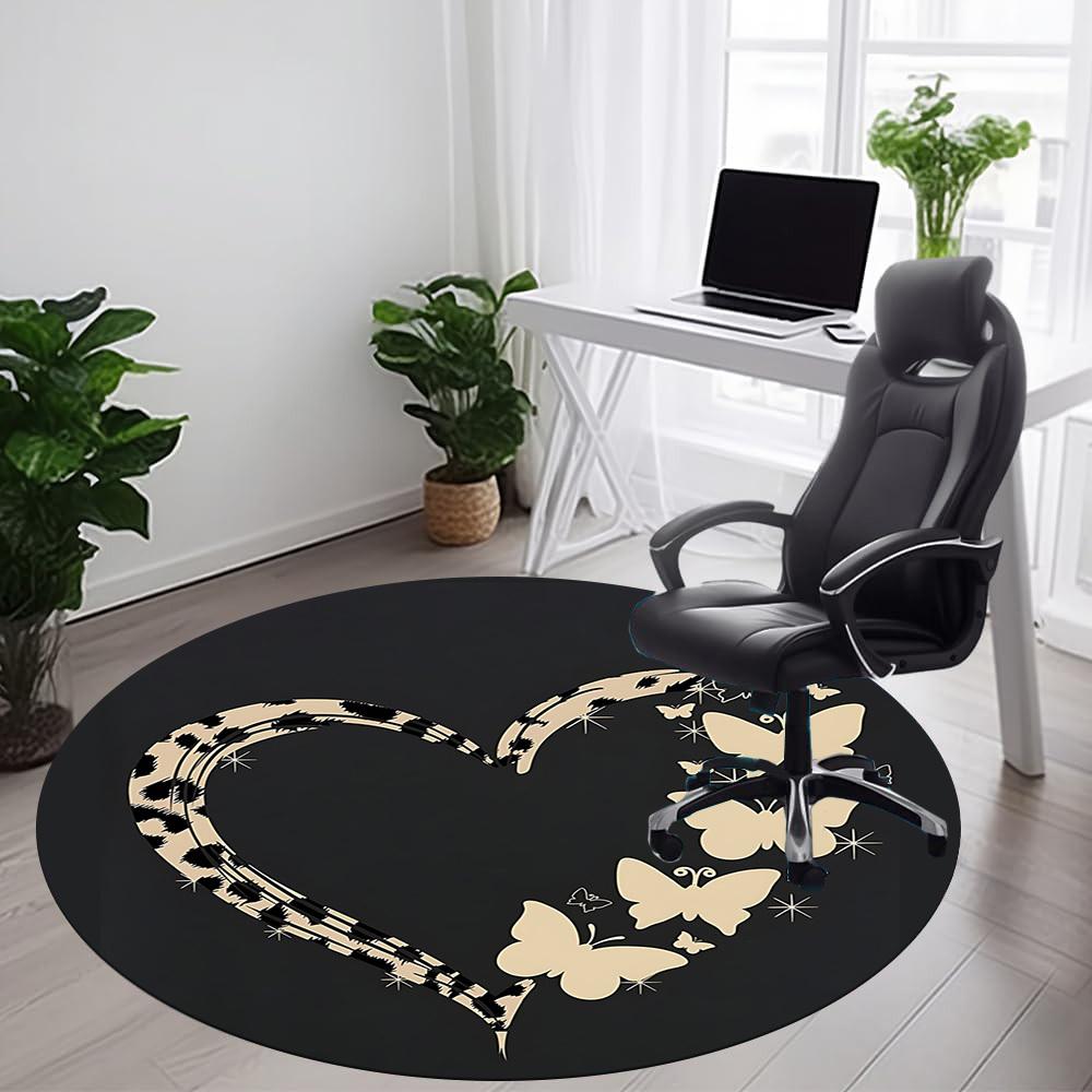 1pc Heart Butterflies Office Round Area Rug,  Mat Suitable ForOffice, Under Office Chairs Bedroom Living Room Home Decor, Room Deco