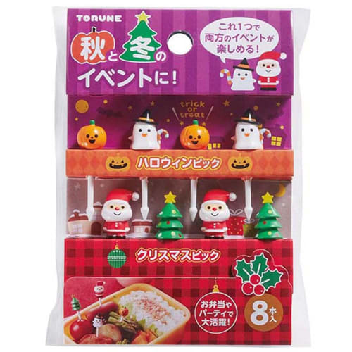 Torne Halloween and Christmas Picks, 8-Pack (4 Types X 2 Picks) - Perfect for Fall and Winter Events, Bento and Party Decorations, P-3604