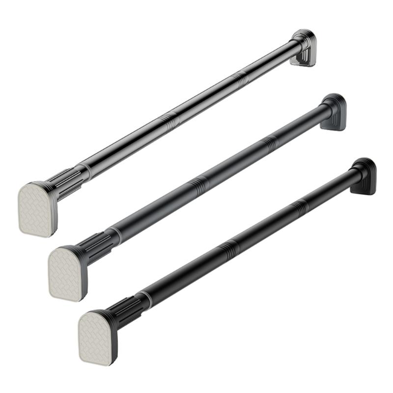 Retractable Clothes Drying Rod Easy To Install Spring Tension Curtain Rod Metal Telescopic Rods for Shower or Window
