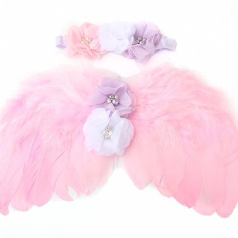 New Baby Angel Wing Set, Children's Photo Props, Wing Headband, Feather Rhinestone Set.