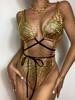 Costume da bagno intero da donna nero sexy con lacci - Tinta unita, taglia plus