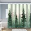 Watercolor Misty Pine Forest Illustration Shower Curtain 1Pc With 12 Hooks For Bathroom Home Decor Polyester 70.8X70.8 Inch