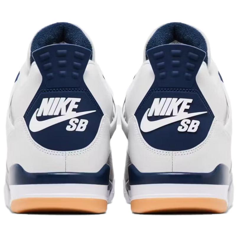 Jordan Air Jordan 4 SB 'Navy' Abrasion Resistant Mid Top Vintage Basketball Shoes Unisex White Blue Skateboard Shoes DR5415-100