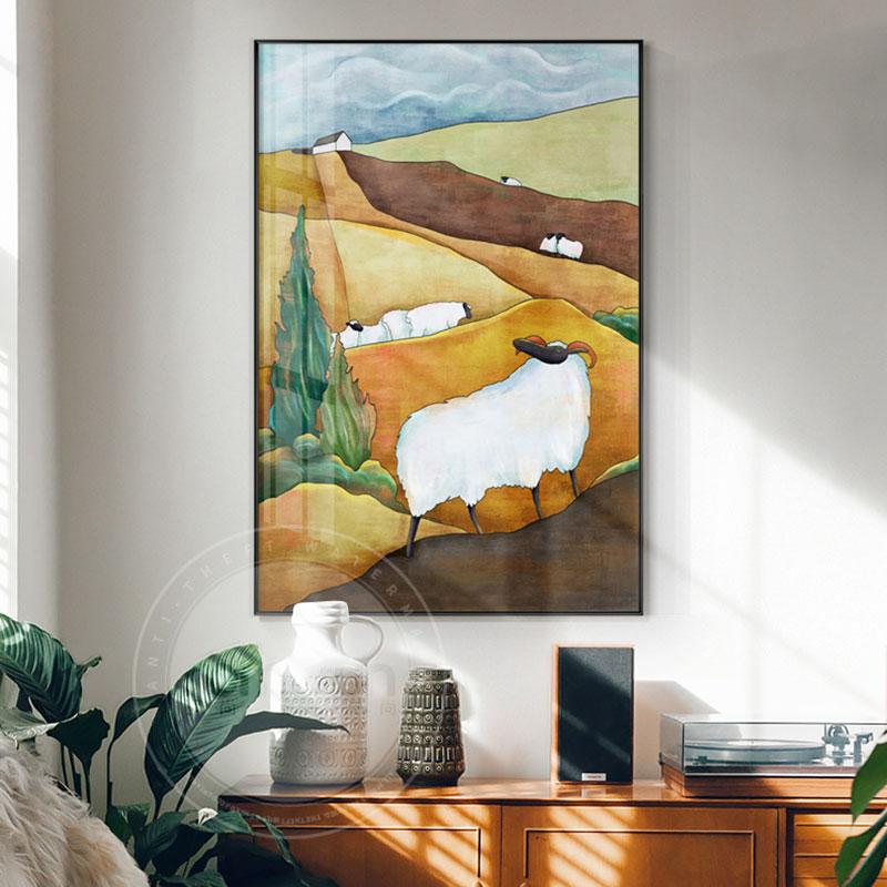 Modern Abstract Antelope Sheep Wall Art Canvas Painting Nordic Posters And Prints Wall Pictures For Living Room Home Decor
