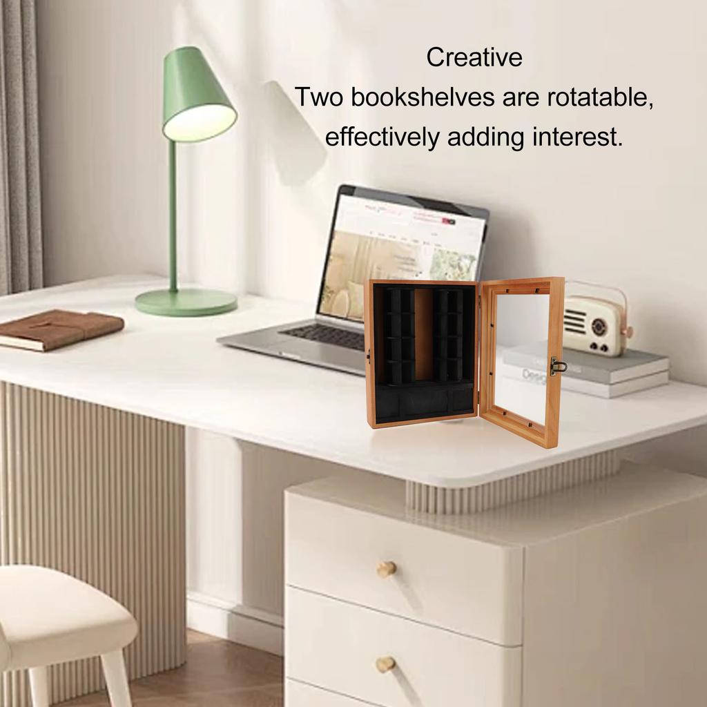 Miniature Bookshelf Ornament Creative Solid Wood Plastic Anxiety Bookshelf for Rooms Desktop Decoration