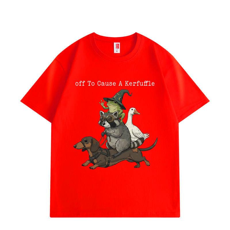 Off To Cause A Kerfuffle Funny Animal Graphic T Shirts High Quality Fashion Oversized T-shirts Men Women Cotton T-shirt