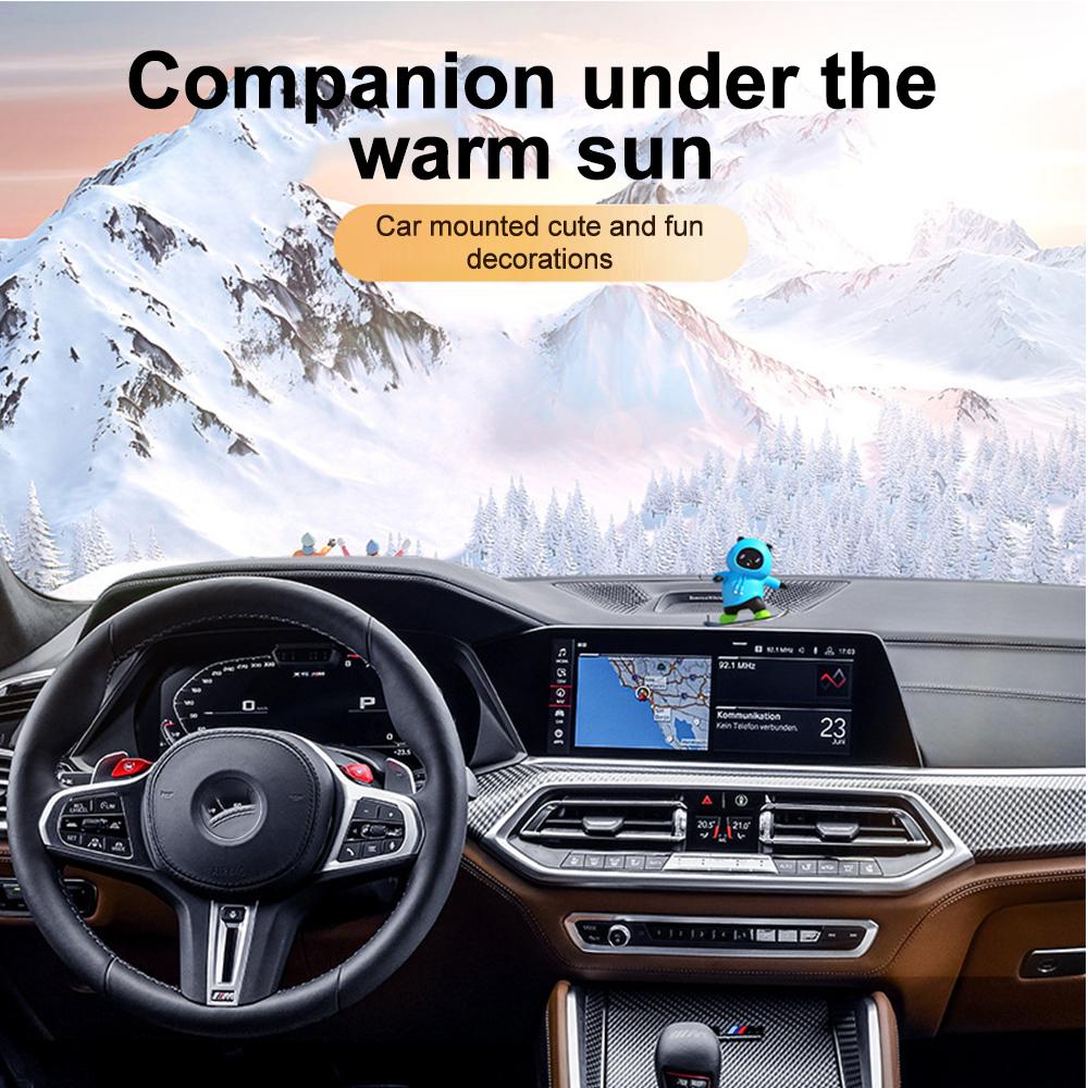 Car Center Console Ornaments Dashboard Mini Cartoon Sliding Bear Mobile Skateboard Cute Car Decoration Interior Accessories