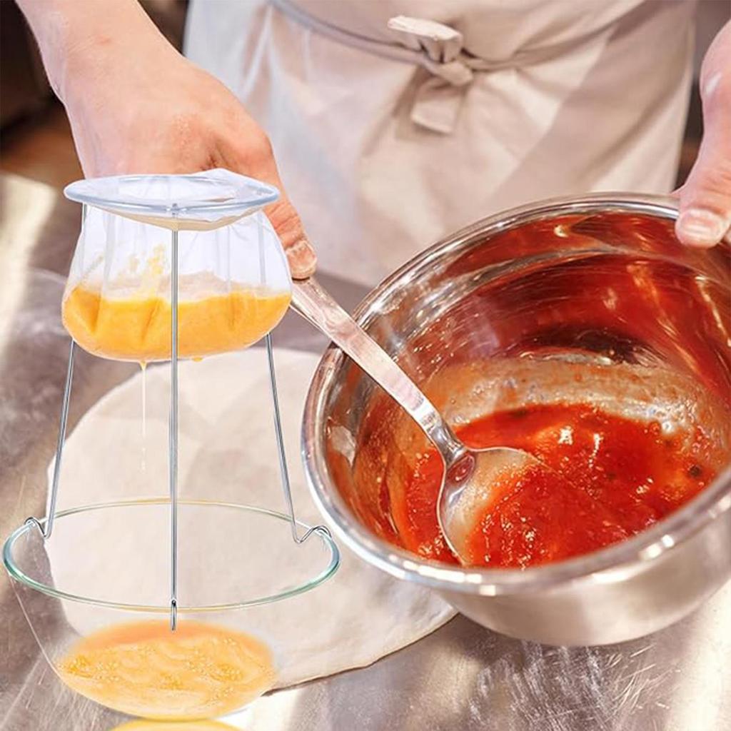 Soybean Milk Strainer Stand Stainless Steel Strainer Stand Jelly Strainer Stand with 4 Reusable Staining Bags for Straining
