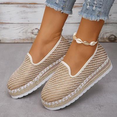 Fashion Braided Thick Platform Loafers for Women Lightweight Slip On Espadrilles Shoes Woman Casual Thick Sole Walking Sneakers