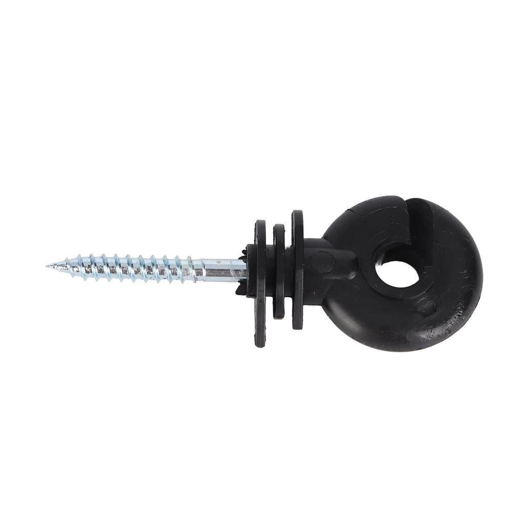 100Pcs Black Screw In Wood Post Ring Insulators for Electric Fencing Poly Wire Or Tape