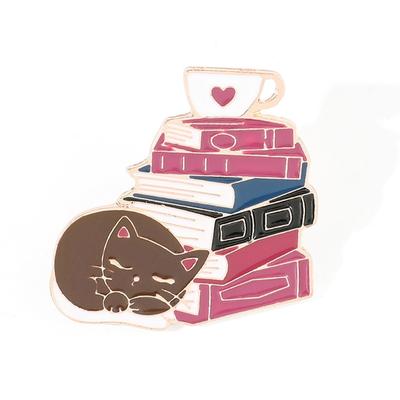 Halloween Cartoon Cat Book Styling Brooch Children Day Gift Cute Alloy Animal Paint Badge Funny Backpack Accessories