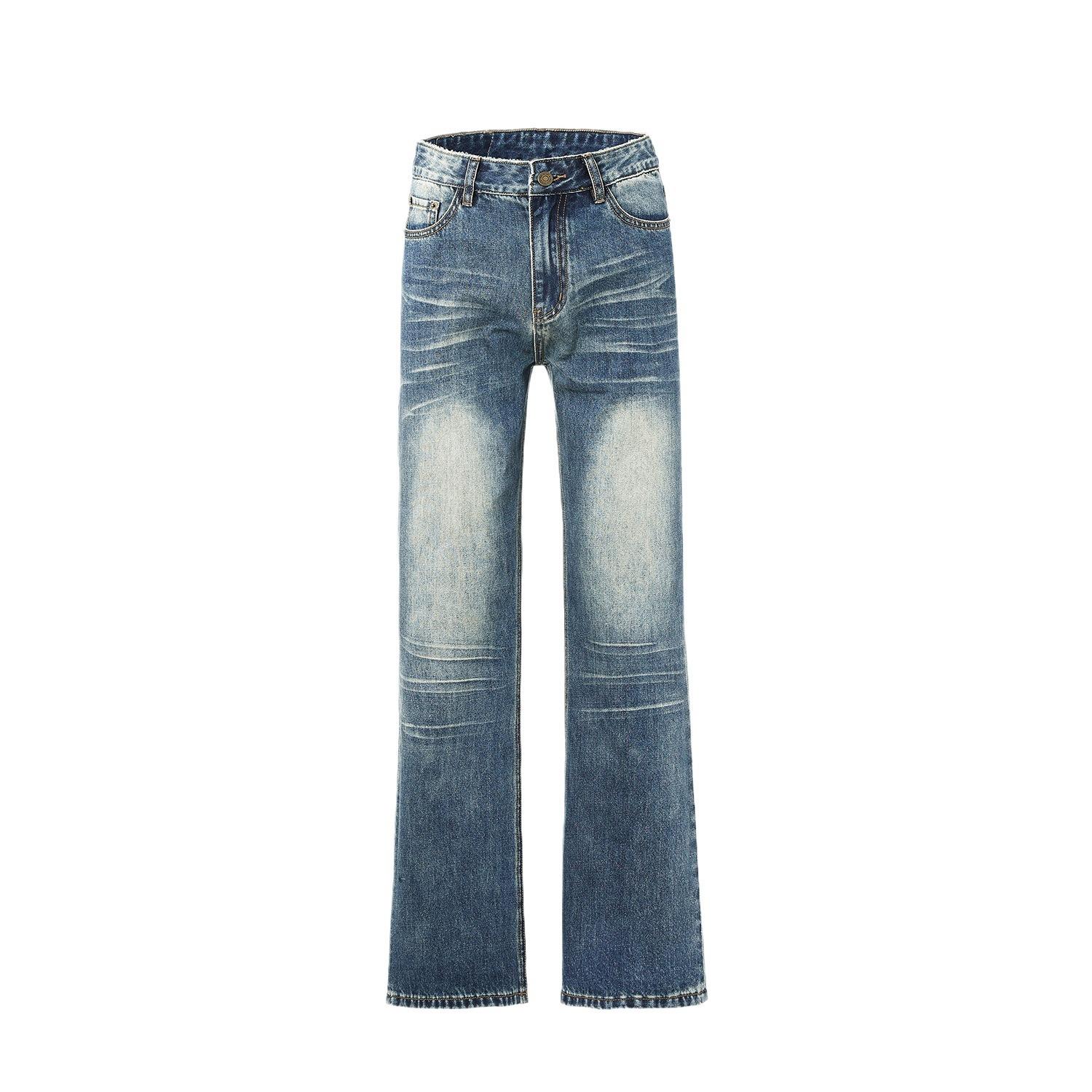 

Уличный Кот Потертости Белые Джинсы Мужские Зауженные Микро-клеш Широкие Брюки 2XL синий