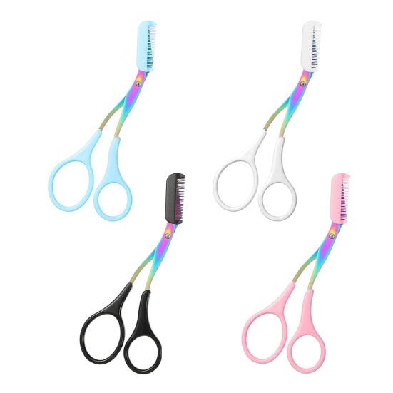 1/2/3Pcs Eyebrow Trimming Scissors with Comb Stainless Steel Non-Slip Precision Eyebrow Trimmer Men Women Brow Hair Removal Grooming Tool