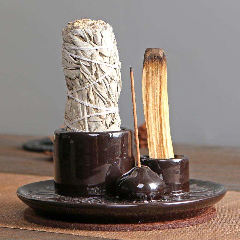 Morandi Color Palette Sage Ornament Sacred Wood Tray Home Decor Świecznik Świecznik