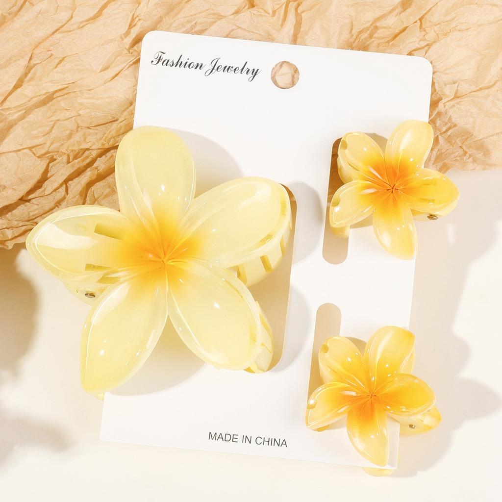 3pcs Vacation Egg Flower Hair Claw 2 Size Women Girls Ponytail Hairpins Bath Beach Hair Crab Clip Headwear Accessories