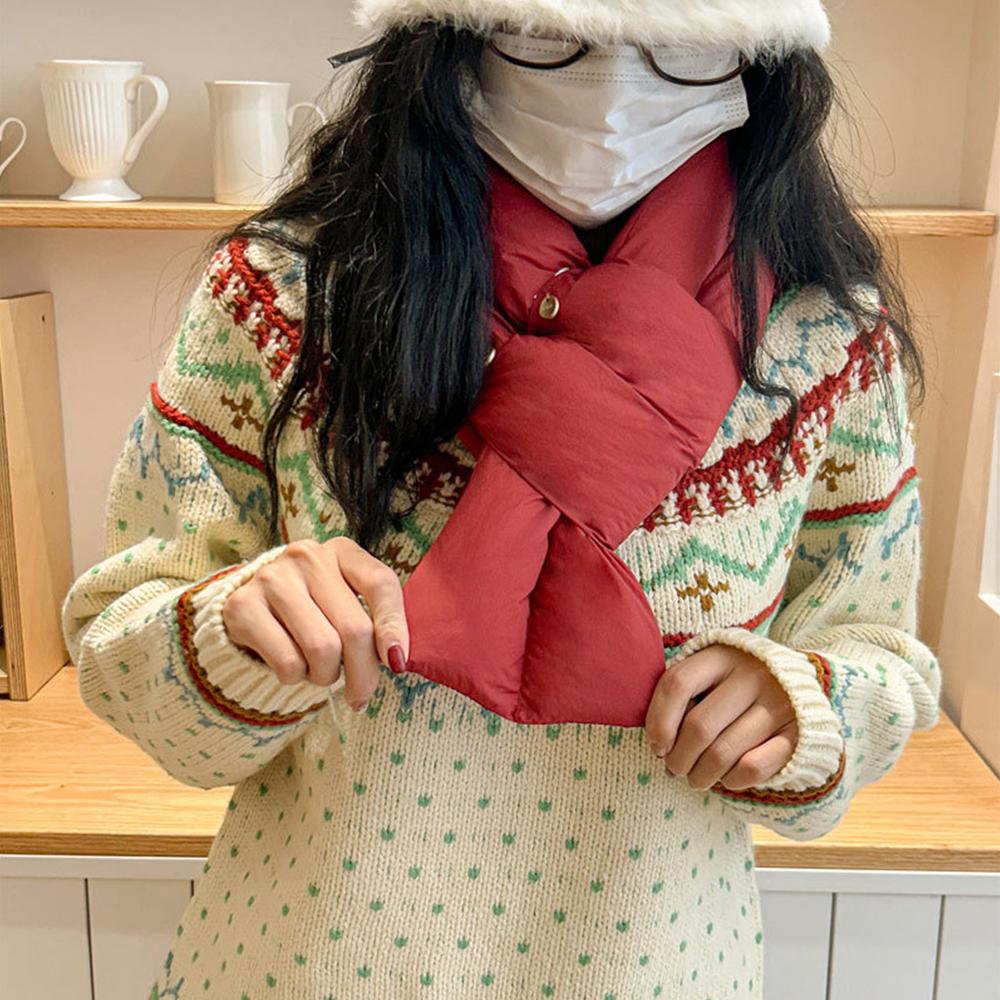 Women Cotton Down Cotton Scarf Ring Snood Scarves Thermal Warm Scarf Neck Warmer Winter Down Scarf Hiking Climbing Ski Scarf