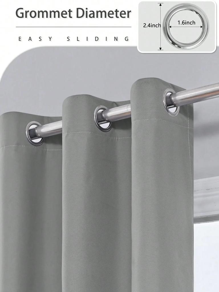 1pc Solid Blackout Curtains with Grommets, Total Privacy Drapes for Bedroom