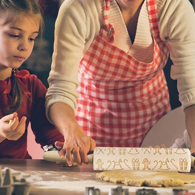 Rouleau à pâtisserie en bois de noël, motif exquis, résistant à l'humidité, largement utilisé, rouleau à pâtisserie en gaufrage gravé, fournitures de cuisine